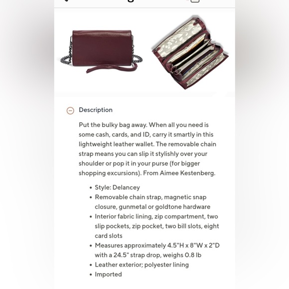 Aimee Kestenberg Convertible Cross-Body Bag _ Burgundy/Gunmetal - Picture 11 of 11